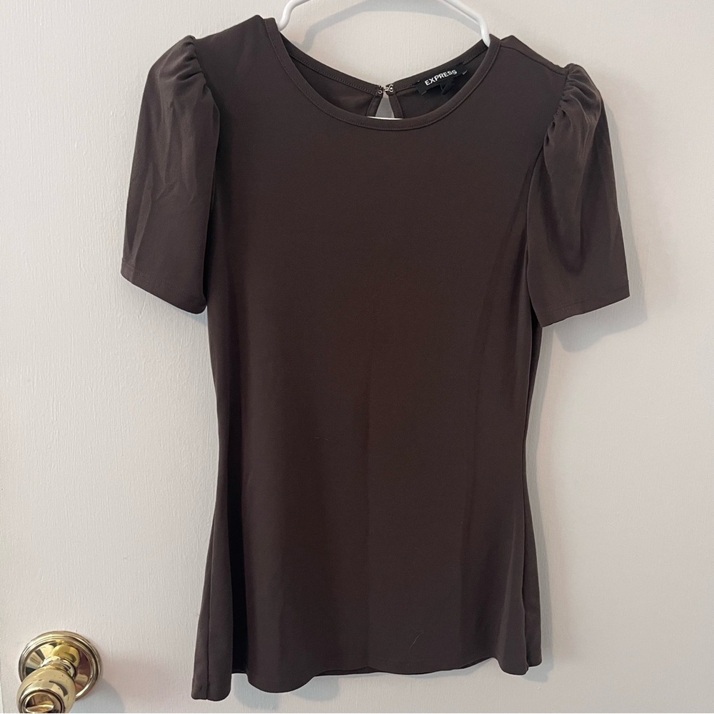 Express Puff Sleeve Brown Top Small